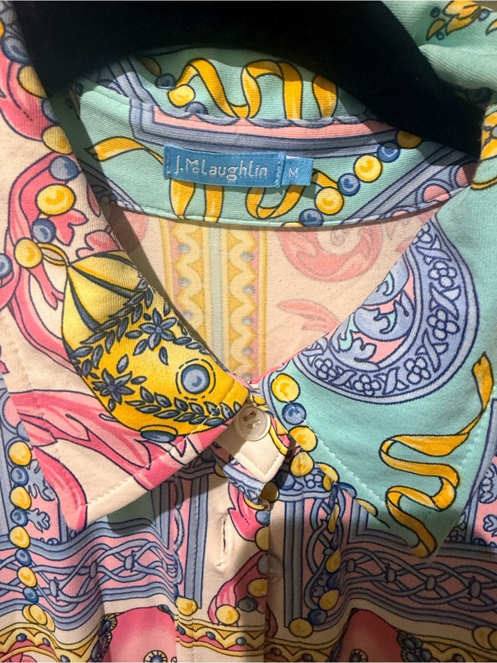 J. McLaughlin Paisley Block-Print Shirt Midi Dress in Pink, Blue and Yellow - Picture 2 of 4